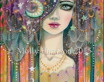 Fairy Print - Galaxy Girl - Bohemian Girl, Gypsy, Celestial - Molly Harrison Fantasy Art - Fine Art Giclee Print