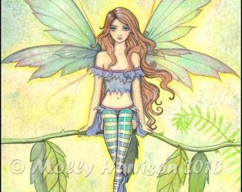 Green Garden - Fairy Print - Fairy Art by Molly Harrison - Fantasy, fairies, faery, fae, flower fairies