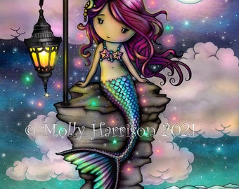 Mermaid Print Magical Mermaid Whimsical Mermaid Fantasy Art Print by Molly Harrison