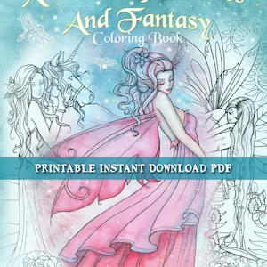Not AI - Printable Digital Download - A World of Fairies and Fantasy - Adult Coloring Book by Molly Harrison