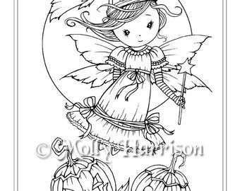 Whimsical Fairy Princess -  Instant Download Printable - Halloween Fantasy - Molly Harrison Art -  Coloring Page JPG - 8.5 x 11