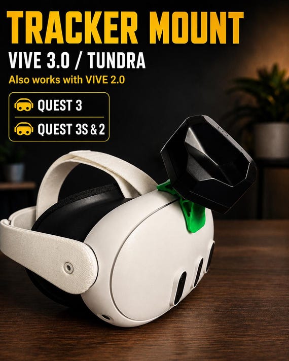 Meta Quest 3, 3s, 2 Tracker Mount (vive 3.0/2.0 & Tundra) , Full