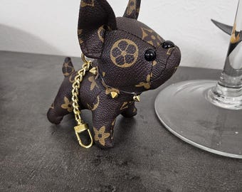 Luxury Designer Style Bulldog Keychain – Handmade Bag Charm