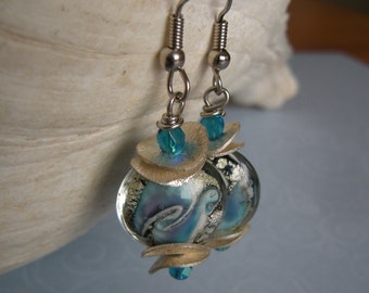 Ocean Waves Glass Bead Earrings