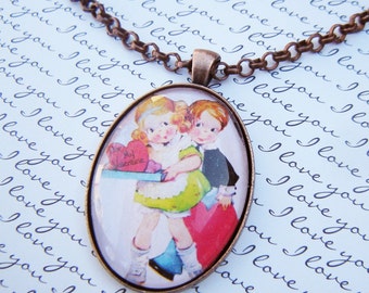 Valentine Couple Vintage Inspired Pendant