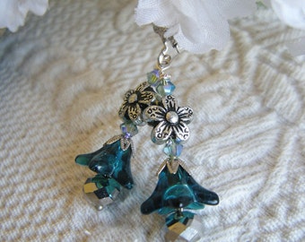 Blossom Earrings in Blue Wedding Party Custom Orders