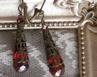 CLARET Red Crystal Drop Earrings