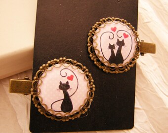 LOVE KITTIES Handmade Hair or Lapel Clips