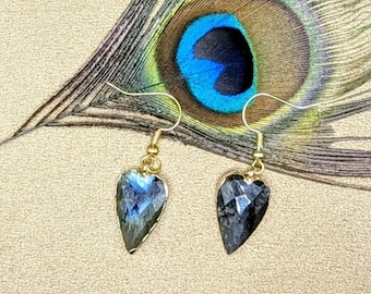 Labradorite & Gold Dangle Earrings
