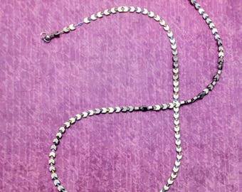 Silver Plated Hematite Chevron and Glass Necklace