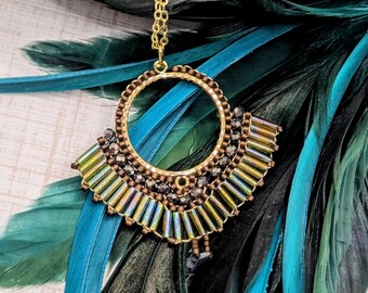 Native American Inspired Beaded Pendant Necklace