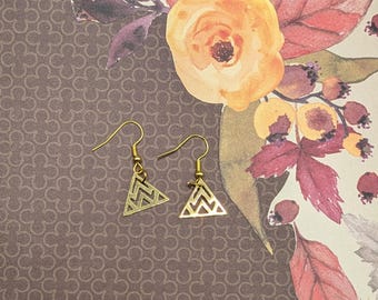 Geometric Gold Triangle Dangle Earrings