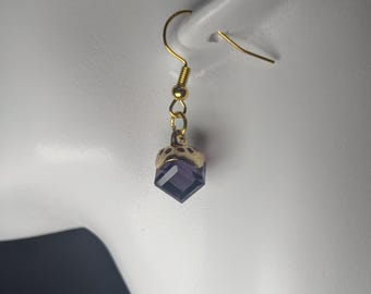 Glass Cube Dangle Earrings