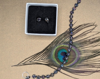 Necklace and Earring Set made of Clay and Crystal Disco Balls