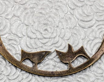 Antique Brass Two Little Birds Necklace