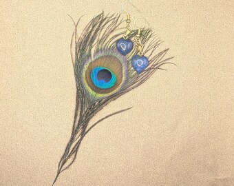Lapis Lazuli and Gold Heart Earrings