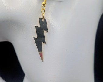 Gold Lightening Bolt Dangle Earrings