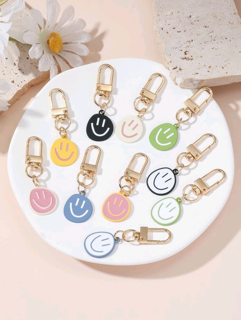 Smiley Face Keychain, Happy Face Keychain, Stanley Accessory, Tumbler ...