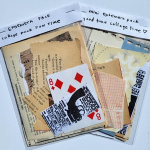 Ephemera pack, free shipping in US, collage papers, collage kit, zine making kit, old book pages, old magazine clips