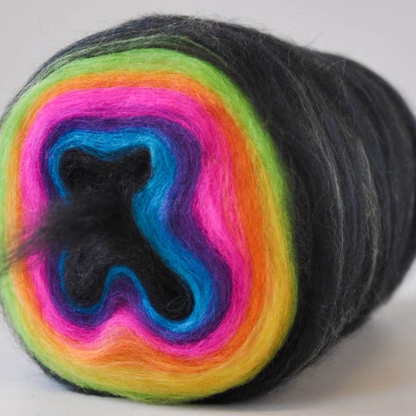 PURE ENERGY- Self Striping Spontaneous Spinning Roving Bullseye Bump - (4.8 oz. center-pull bump)