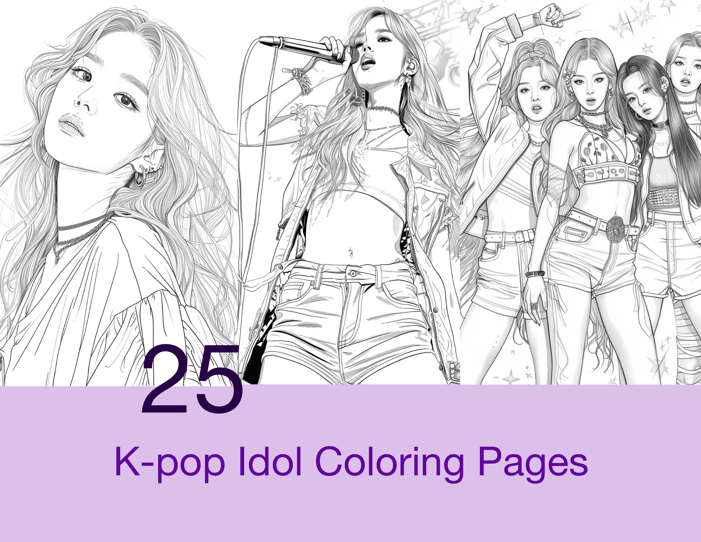 K-POPガールズグループアイドルぬり絵 - Etsy 日本