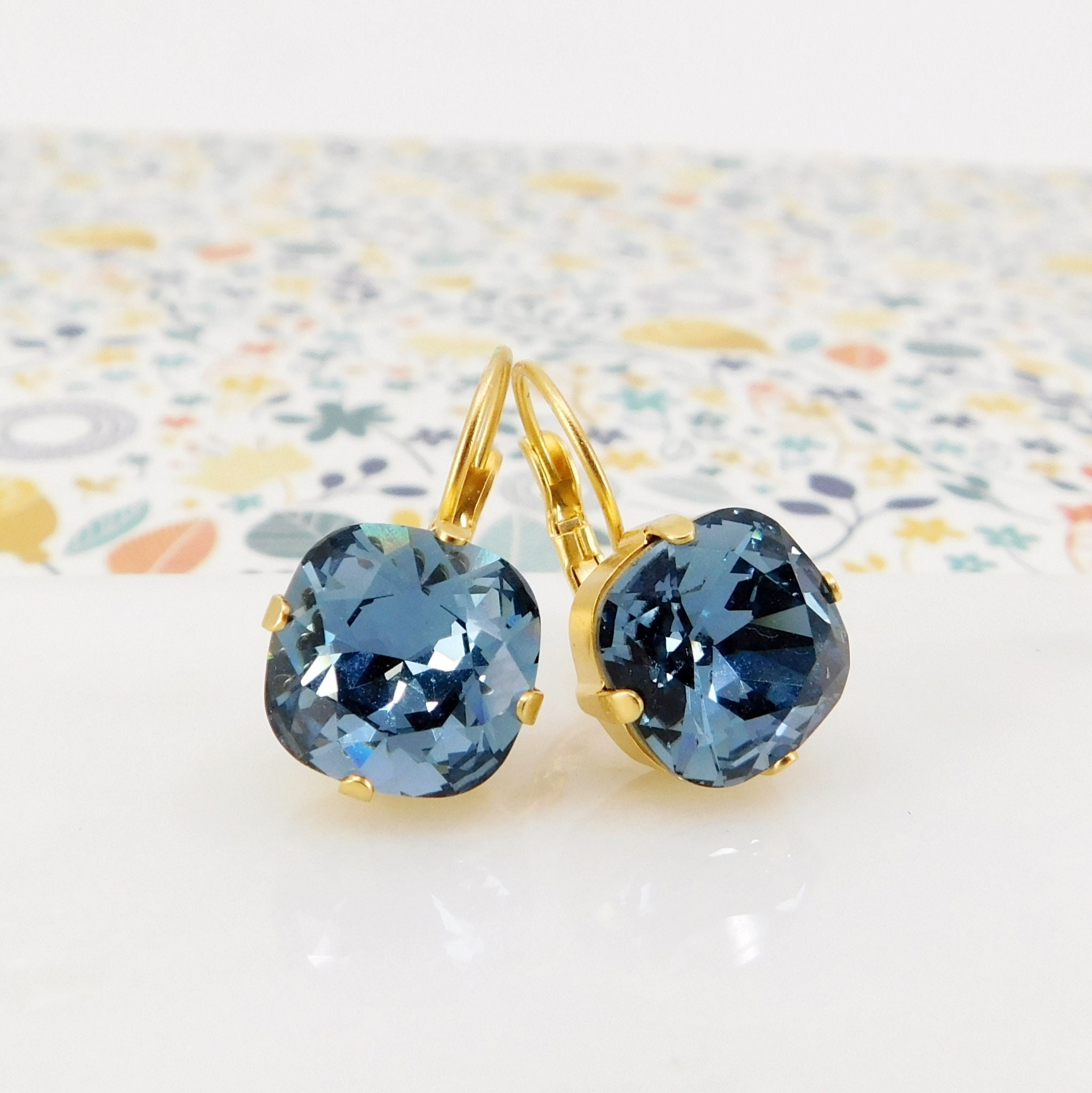 ★WEST★ Swarovski crystal Gloria earringsWI9761321 Gloria Vanderbilt Blue Swarovski Earrings - Etsy