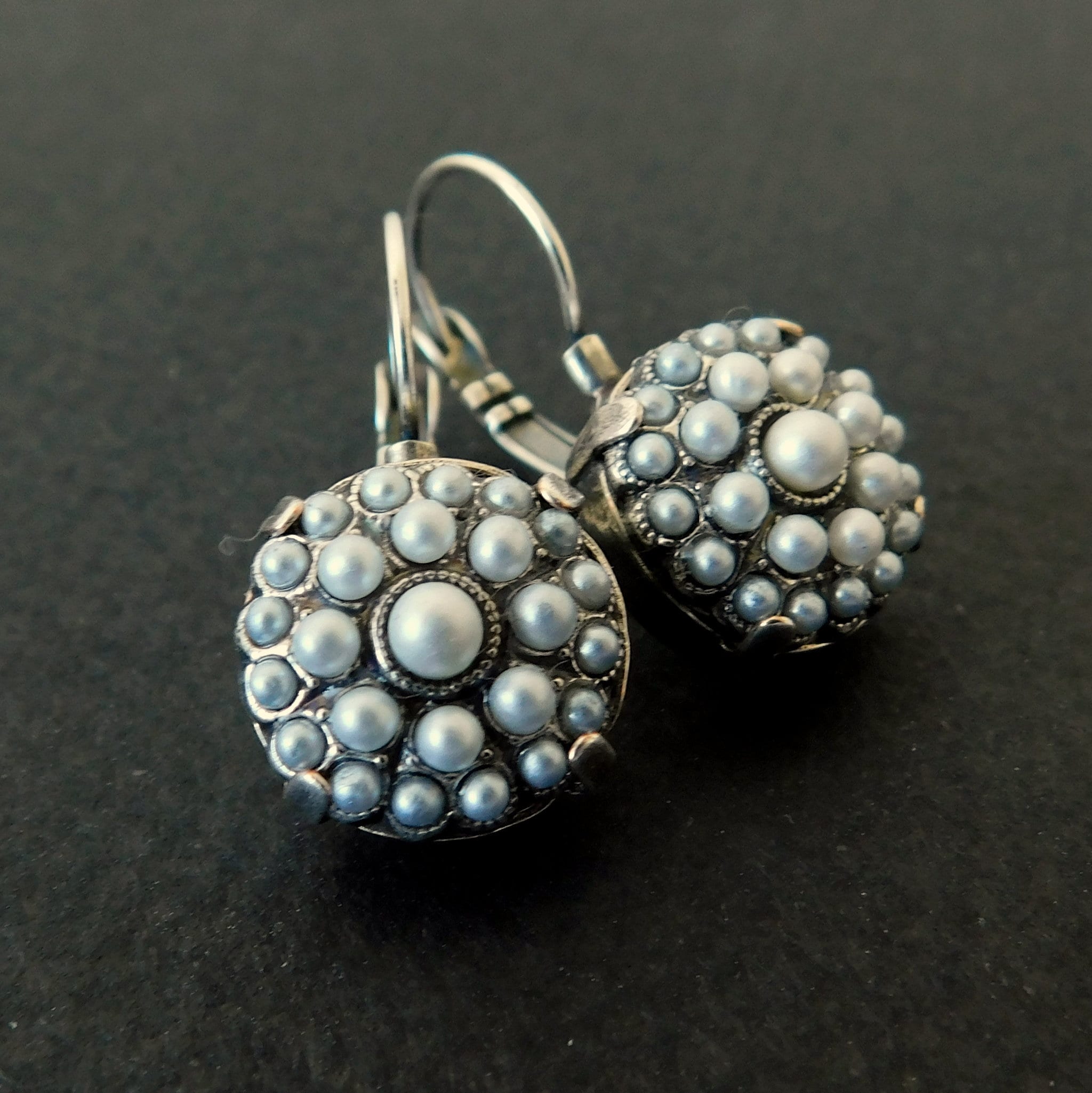 Silber und Perlen Ohrringe, viktorianischen Stil Perlen Ohrringe, antike Silber Ohrringe, Muttertagsgeschenk