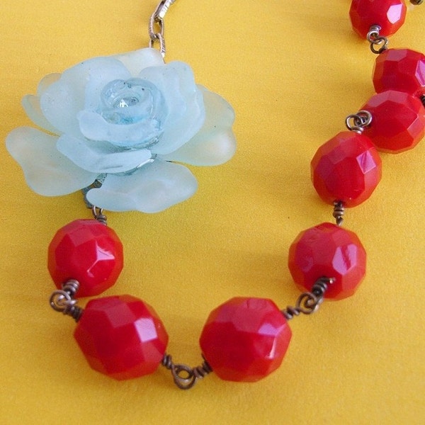 Aqua Blue Asymmetrical Necklace