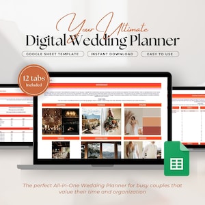 Your Ultimate Digital Wedding Planner Google Sheet Template | All-in-One Wedding Planner Spreadsheet | 12 Tabs | Super Easy to Use