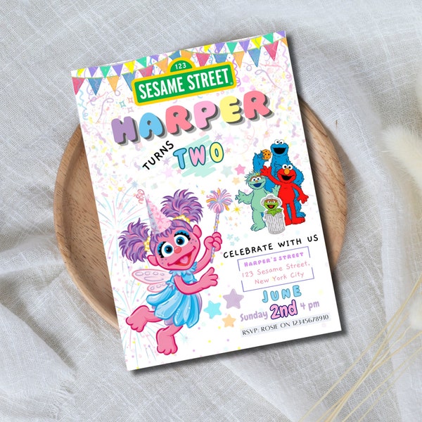 Sesame Street Invitation, Abby Cadabby Invitation, Printable, Editable Instant Download Canva, Sesame Street Birthday Invite, Kids Party