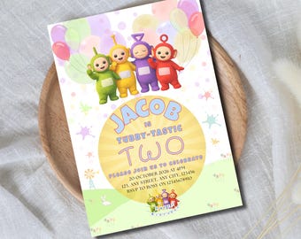 Teletubbies Invitation, Teletubbies Invite, Teletubbies Birthday, Editable Birthday Invite, Party Invite, Digital Download, Canva Template