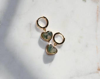 Handgemachte Clay Herz Ohrringe: 14k Vergoldete Creolen