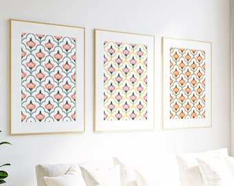 Set of 3  Colourful Indian Floral Prints, Indian Wall Art Set of 3, Floral Prints, Indian Painting, Printable, Desi Wall Art Print Poster