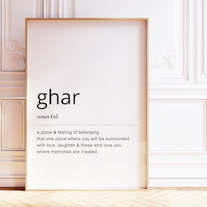 Ghar Home Definition Print | Punjabi Hindi Urdu Wall Art | Minimalist Desi Print | Housewarming Gift | South Asian Home Decor image 1