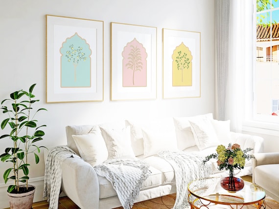 Set of 3  Colourful Indian Floral Prints, Indian Wall Art Set of 2, Floral Prints, Indian Painting, Printable, Desi Wall Art Print Poster