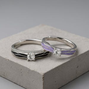 Stainless steel Couple Rings for Him and Her, Promise Zircon ring, Resizable Rings gift for couple, Couple Rings gift for her