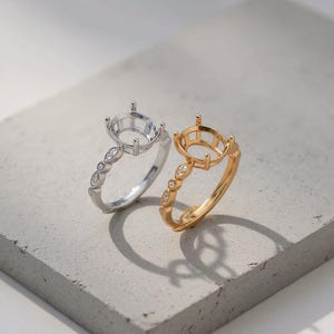 Oval Prong Ring Settings Solid 925 Sterling Silver, Rose Gold Plated Set Size DIY Ring Bezel for Gemstone Supplier, gift for her
