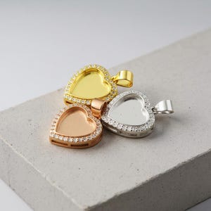 Halo Herz Andenken Muttermilch Anhänger - DIY 925 Sterling Silber Rose Gold Lünette Charme, DIY Charm Schmuck, kleine Bling Anhänger Lünette Rohling
