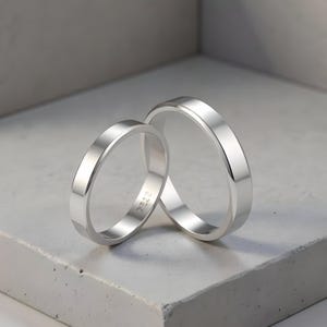 Sterling silver Couple rings,matching rings, Couple Ring Simple Smooth Wedding Band Jewelry Anniversary Gift, promise rings for couples