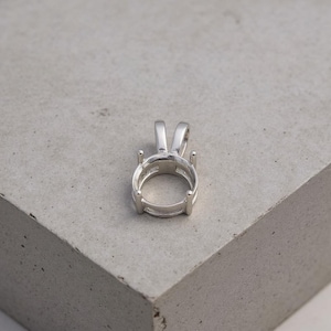 Prongs Gemstone Prong Bezel Settings DIY Pendant 925 Sterling Silver Round, Empty Jewelry Setting, Pendant Setting Rectangle Gift for Her