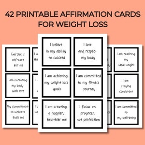 42 Printable Weight Loss Affirmations, Weight Loss Affirmation Cards, Positive Affirmation Cards, Affirmation Cards for Weight Loss