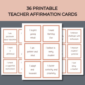 36 Afirmaciones de Maestros Imprimibles, Tarjetas de Afirmación de Maestros, Tarjetas de Afirmación Positiva, Tarjetas de Afirmación para Maestros