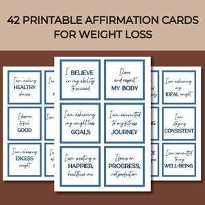 42 Printable Weight Loss Affirmations, Weight Loss Affirmation Cards, Positive Affirmation Cards, Affirmation Cards for Weight Loss