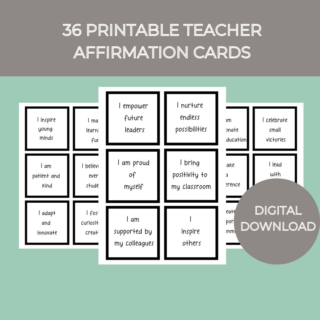 36 Printable Teacher Affirmation Cards - Etsy