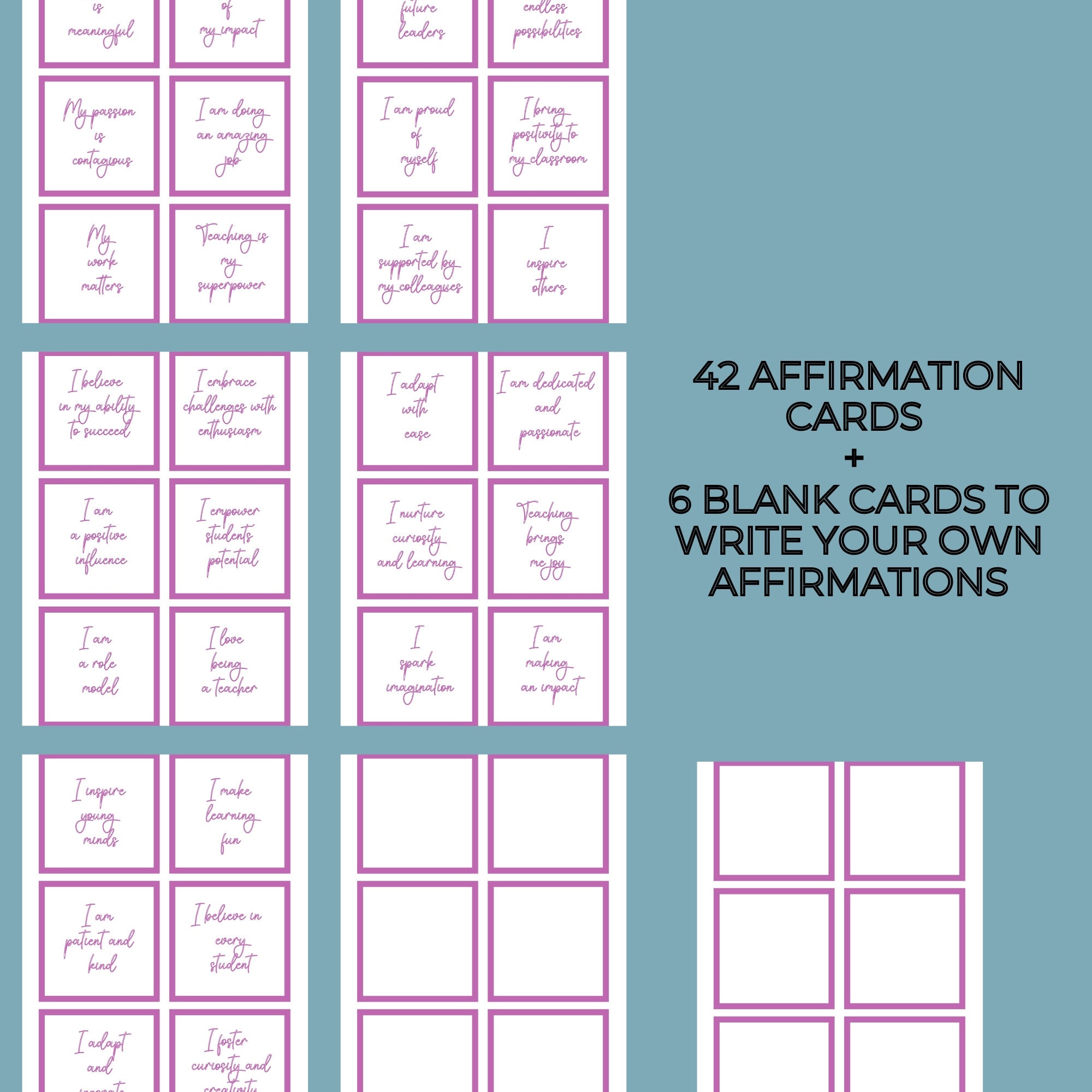 36 Printable Teacher Affirmation Cards - Etsy