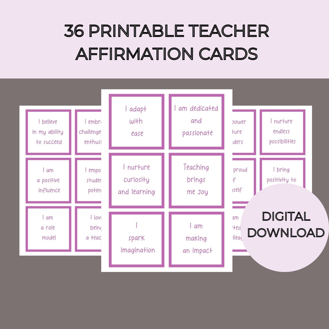 36 Printable Teacher Affirmation Cards - Etsy