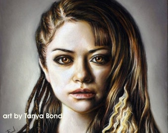 ORPHAN BLACK - original pastel painting art by Tanya Bond - realism portrait pastels