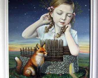 Lissadonna - original art by Tanya Bond - fantasy illustration oil painting pop surrealism fox brown fort Ireland Irish Midlands