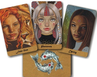 Duality Deck - artist oracle deck and booklet with card meanings, illustrated and written by Tanya Bond tarot goddess big eyes fantasy art