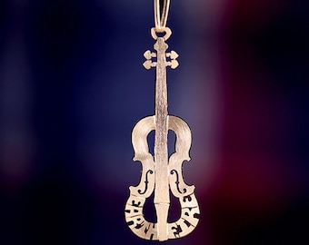 Personalized Sterling Silver Violin Necklace, Hand Cut Music Jewelry